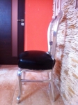 VERONA- Štýlová strieborna stolička s čiernou kožou