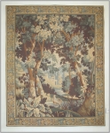 Francouzský gobelín / tapiserie. Výhled z parku