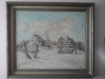 Predám olejmalbu (dedinka v zime)na plátne 100cm×85cm r.1938 maliar-J.Verad
