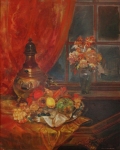 Karel Van Belle - zátiší s květinami a ovocem