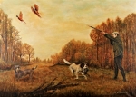 Velký obraz lovecké scény. Van de Sande