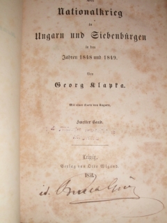 Starožitná kniha Georg Klapka:Der Nationalkrieg in Ungarn und Siebenbürgen